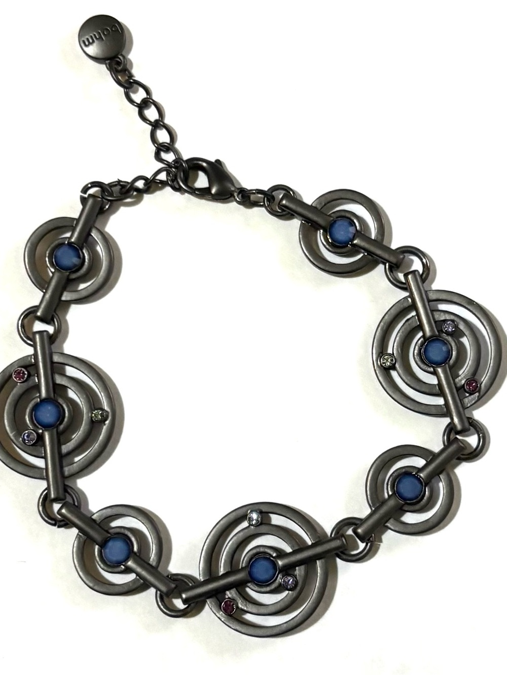 Bohm Gunmetal Concentric Circle Bracelet with Blue Accents